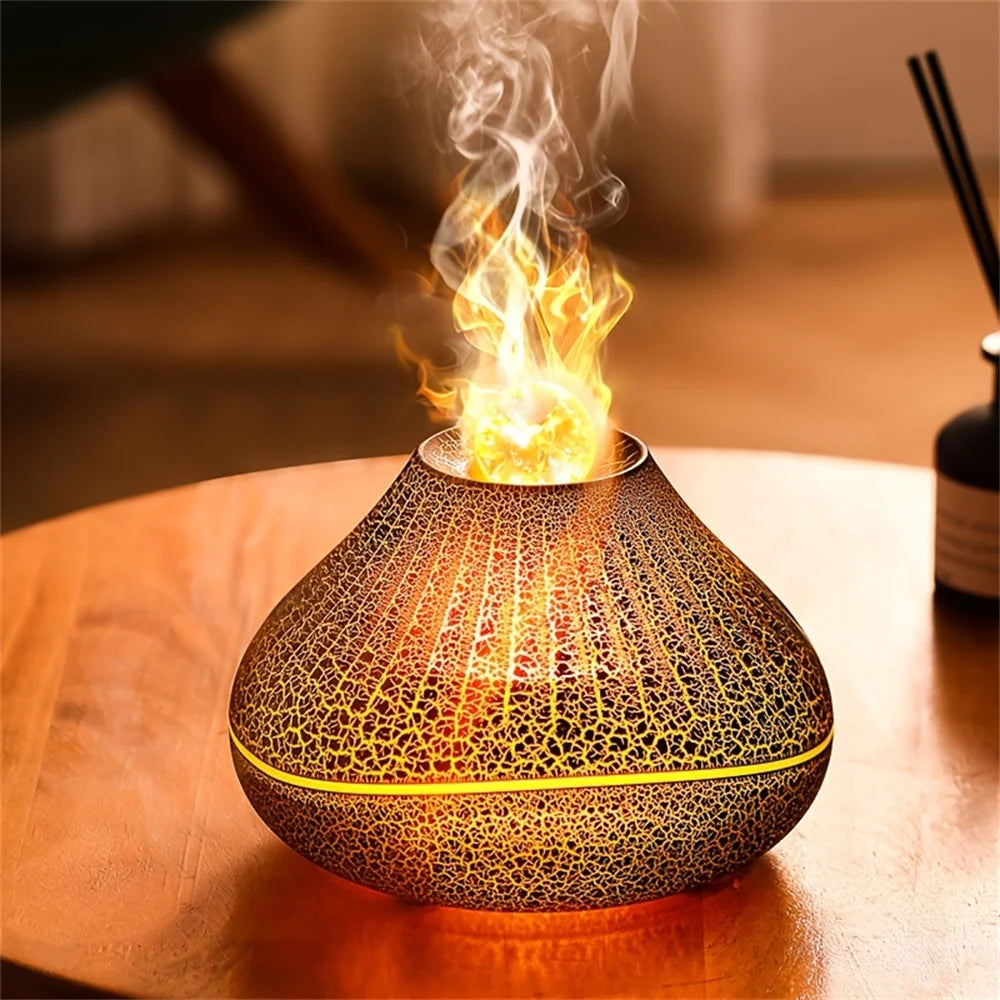 Voluna- Flame Aroma Diffuser – USB-Powered Mist Humidifier with Night Light (160ml)