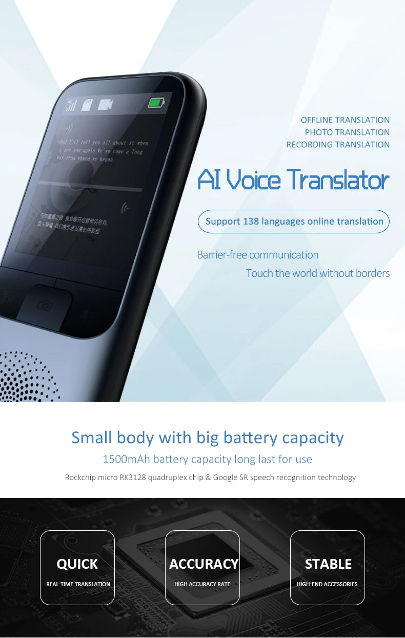 Lexica - Smart AI Voice Translator – Real-Time & Offline Translation in 138 Languages | Touchscreen + Photo Translate