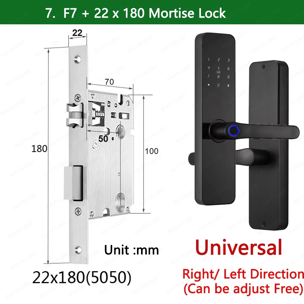 Lockovia  F7 Smart Entry Intelligence at your fingertips / Bluetooth Fingerprint Electric Door Lock Portuguese/English Version with Key/Card/Password Unlock