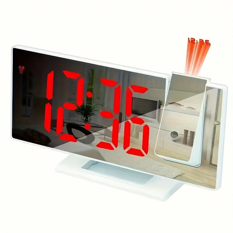Lumora - LED Projection Alarm Clock – Large Screen Digital Clock with Mirror Display & USB Power | Bedroom Desk Clock