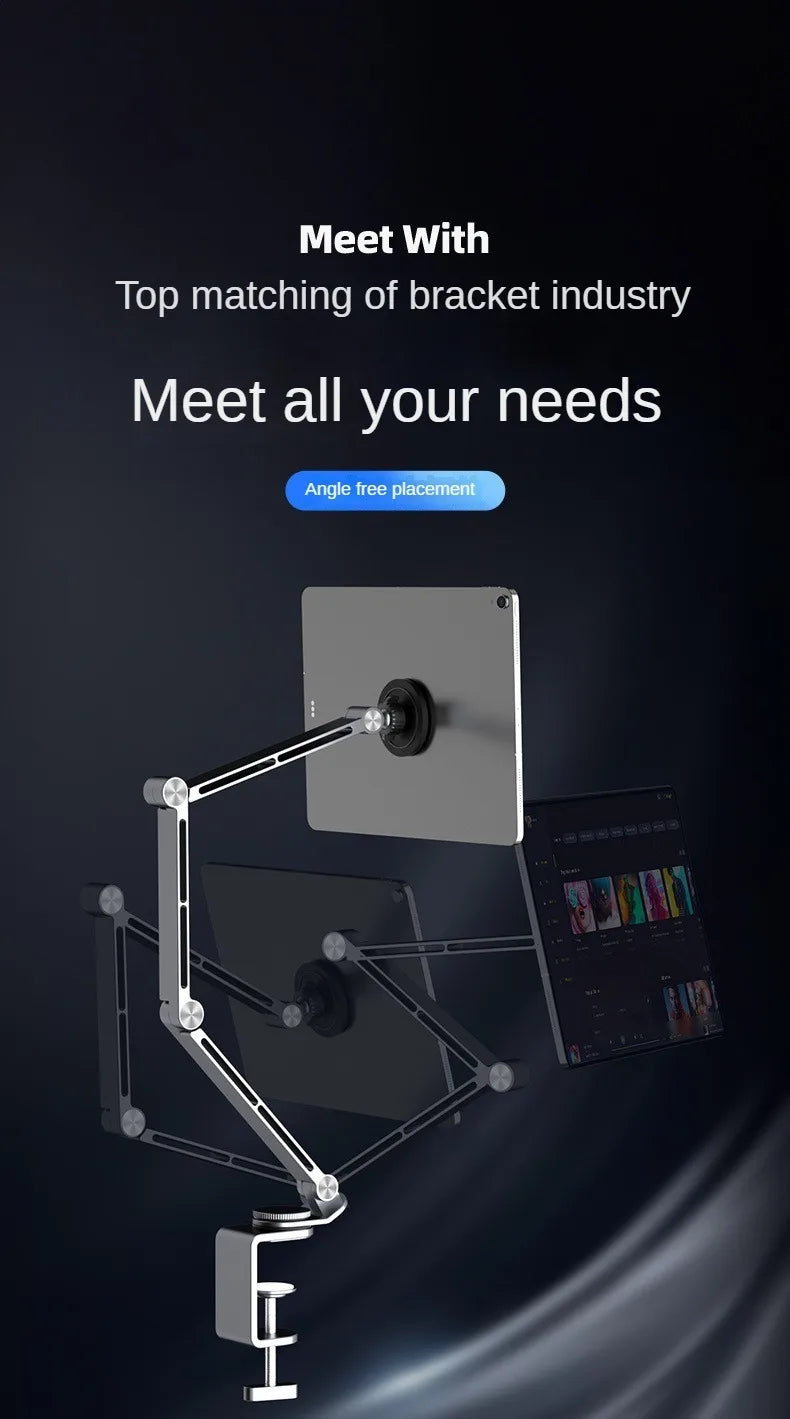 Magsta-  Magnetic Tablet & Phone Stand – Adjustable Boom Arm | Foldable Aluminum Holder