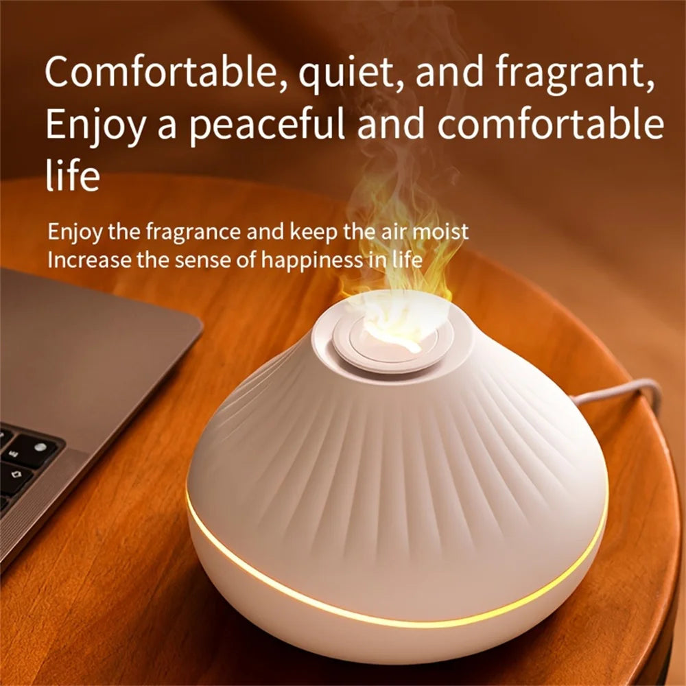 Voluna- Flame Aroma Diffuser – USB-Powered Mist Humidifier with Night Light (160ml)
