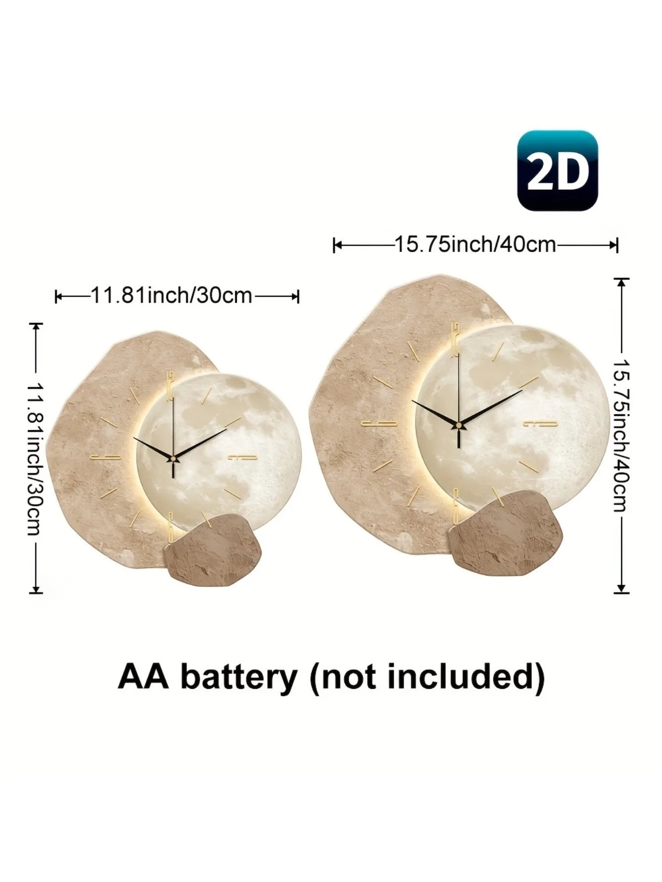 Lunora-Silent Wooden Wall Clock – Moon Phase Design | Modern Minimalist Home Décor