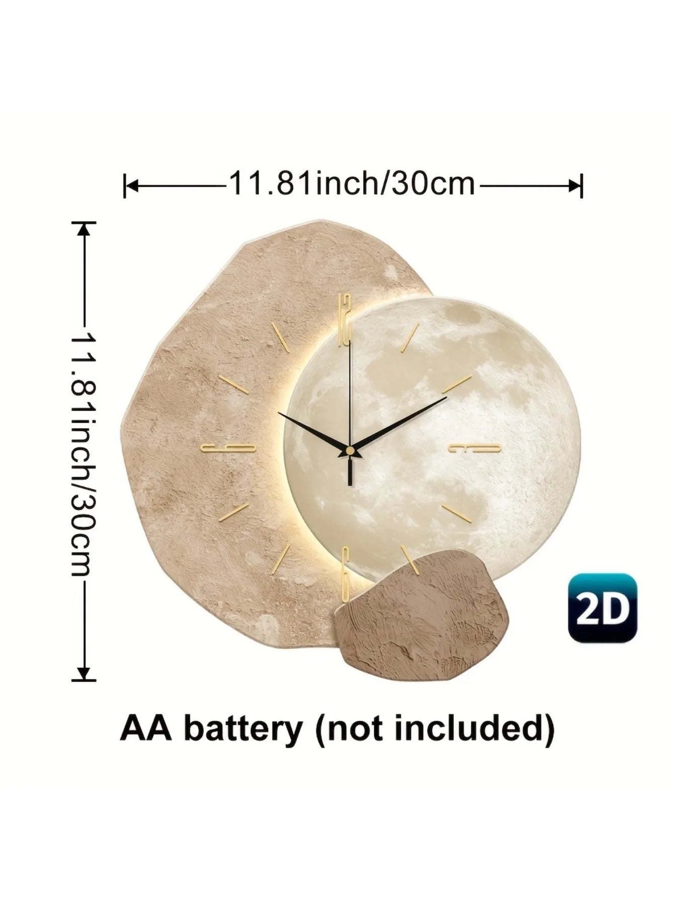 Lunora-Silent Wooden Wall Clock – Moon Phase Design | Modern Minimalist Home Décor