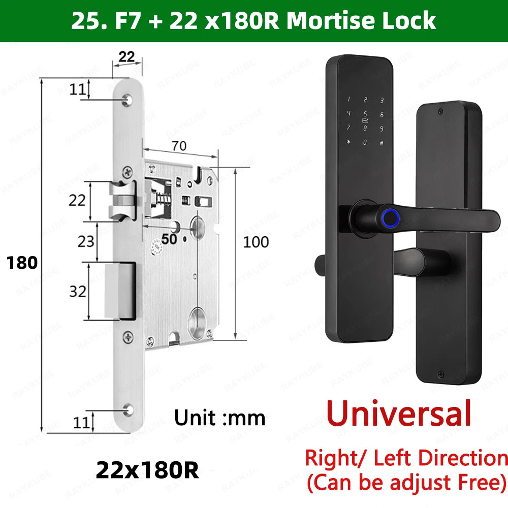 Lockovia  F7 Smart Entry Intelligence at your fingertips / Bluetooth Fingerprint Electric Door Lock Portuguese/English Version with Key/Card/Password Unlock