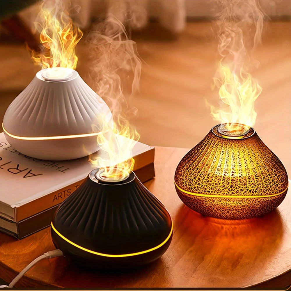 Voluna- Flame Aroma Diffuser – USB-Powered Mist Humidifier with Night Light (160ml)