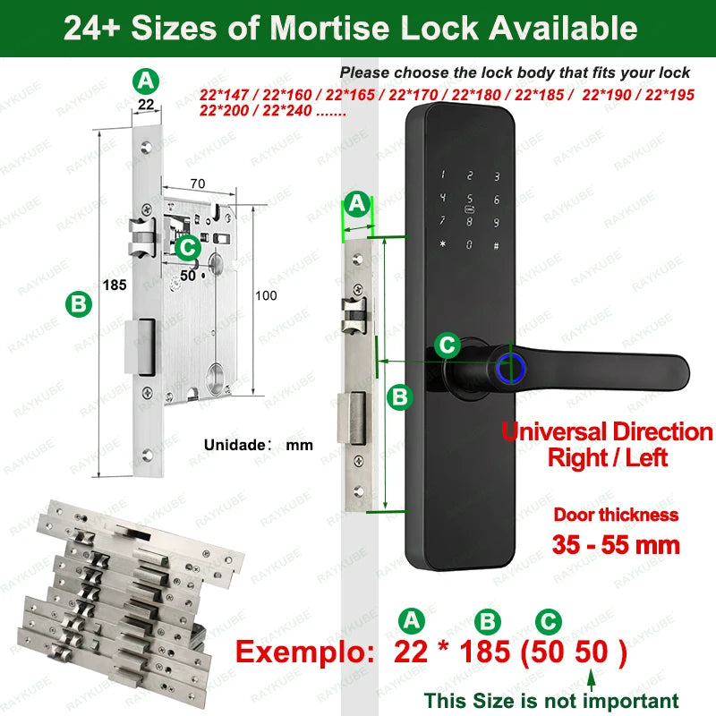 Lockovia  F7 Smart Entry Intelligence at your fingertips / Bluetooth Fingerprint Electric Door Lock Portuguese/English Version with Key/Card/Password Unlock