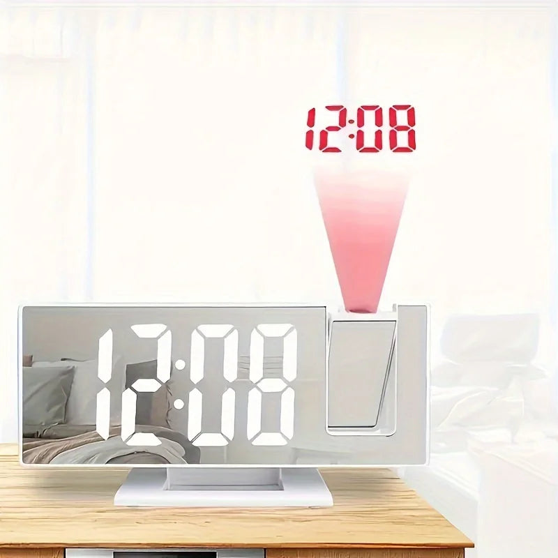 Lumora - LED Projection Alarm Clock – Large Screen Digital Clock with Mirror Display & USB Power | Bedroom Desk Clock