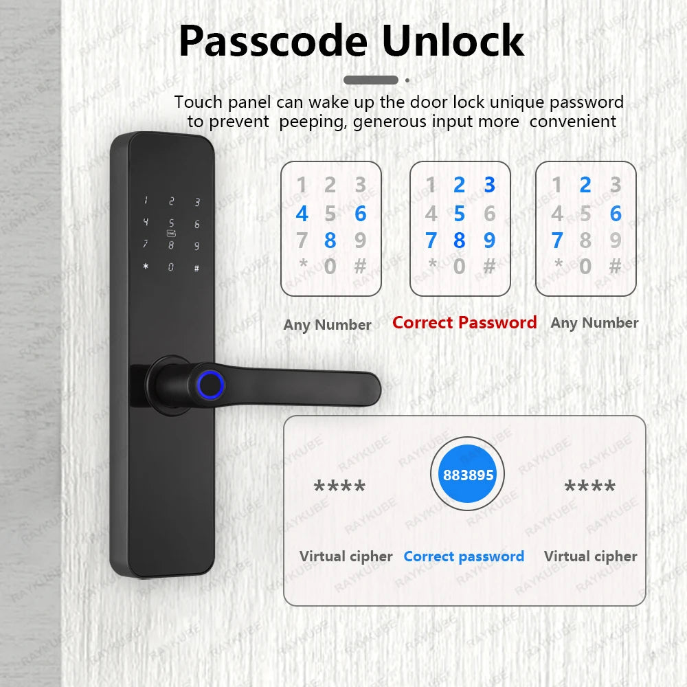 Lockovia  F7 Smart Entry Intelligence at your fingertips / Bluetooth Fingerprint Electric Door Lock Portuguese/English Version with Key/Card/Password Unlock