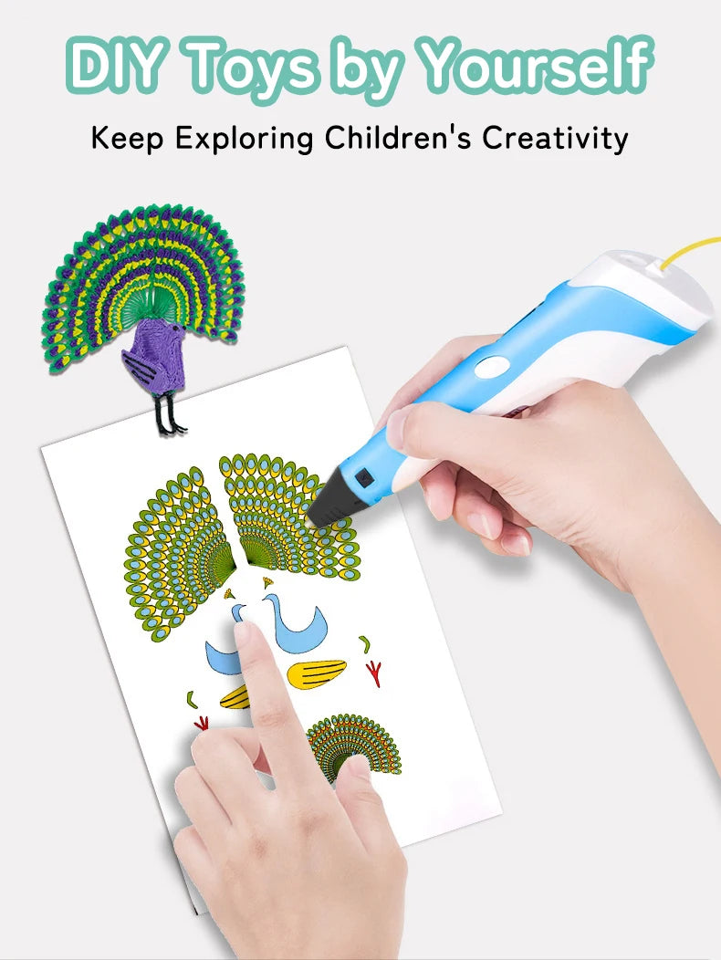 Doodlevo -3D Printing Pen for Kids – Safe PLA Filament | Creative DIY Drawing Toy | LCD Screen | Birthday & Holiday Gift