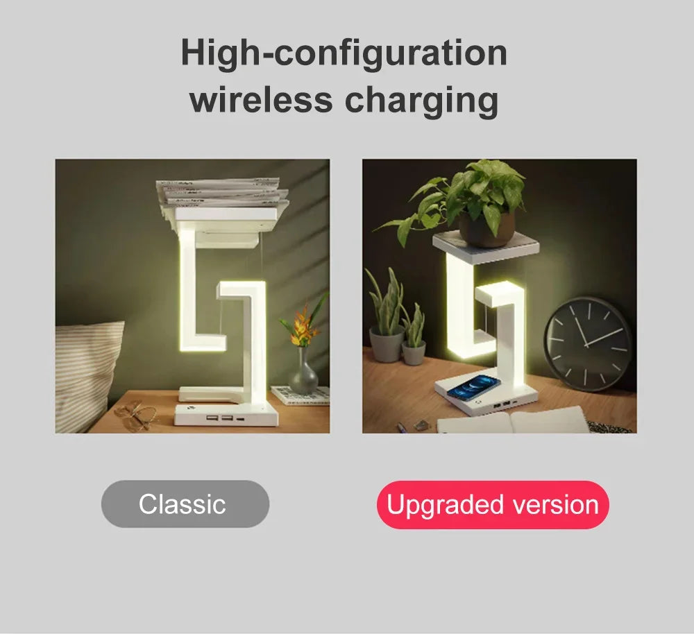 Levina Floating LED Desk Lamp – Wireless Charging | Foldable | Tech-Inspired Decor