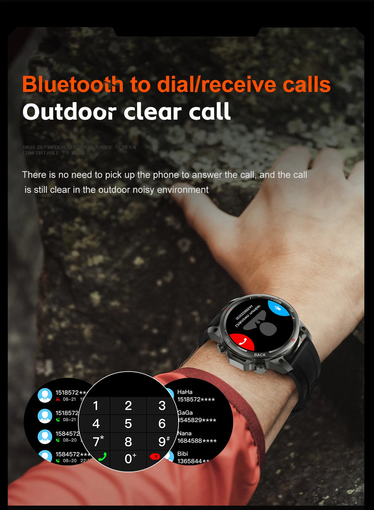 Vortexa- Smart Watch – Bluetooth Call | Blood Oxygen | Waterproof Fitness Tracker (Men's Outdoor Edition)