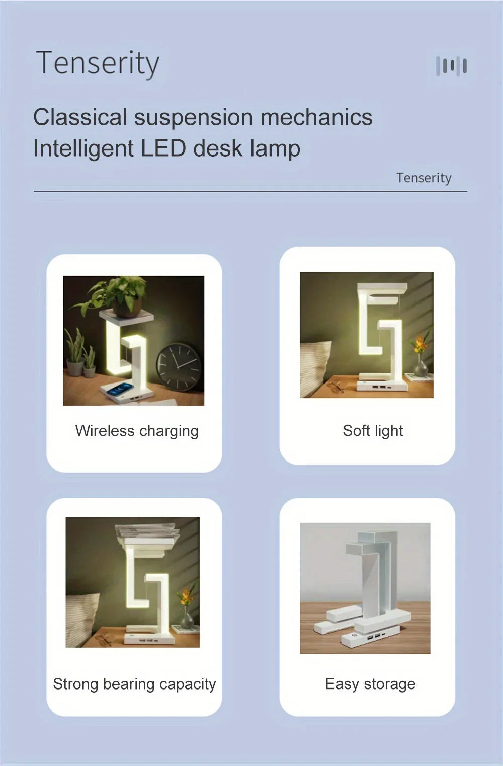 Levina Floating LED Desk Lamp – Wireless Charging | Foldable | Tech-Inspired Decor