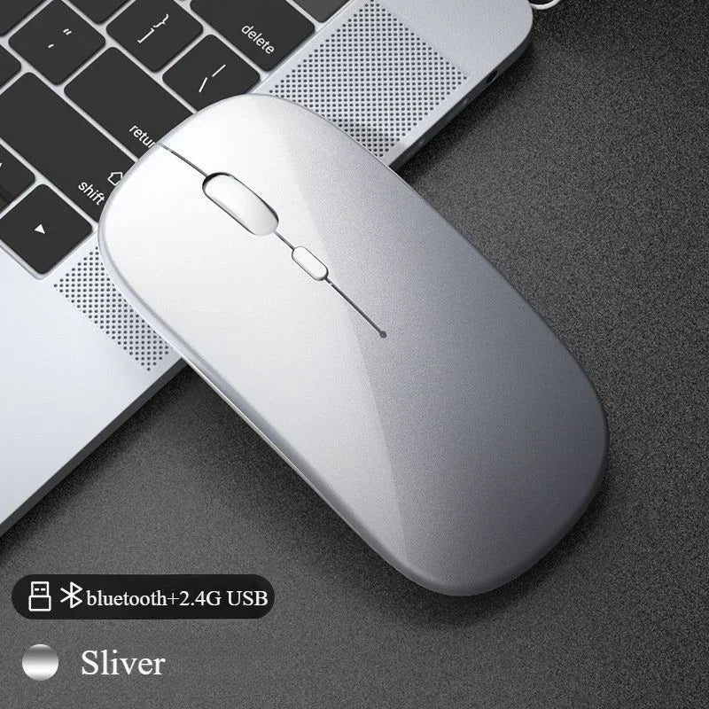 SilentClick™ Wireless Mouse – Bluetooth + USB, Rechargeable & Ultra Quiet