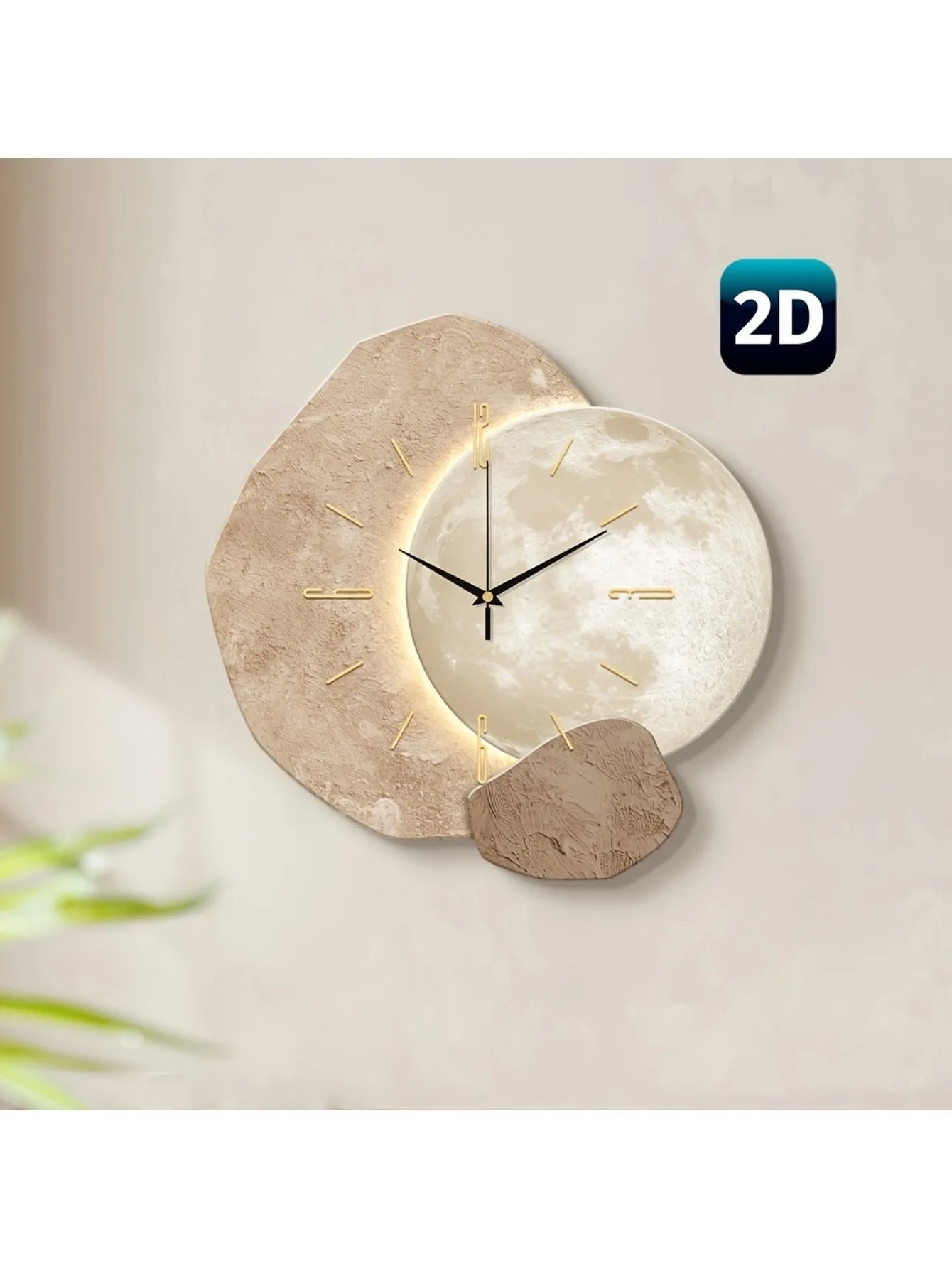 Lunora-Silent Wooden Wall Clock – Moon Phase Design | Modern Minimalist Home Décor