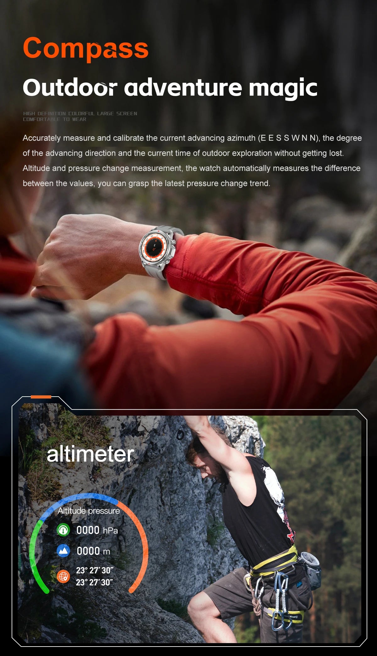 Vortexa- Smart Watch – Bluetooth Call | Blood Oxygen | Waterproof Fitness Tracker (Men's Outdoor Edition)