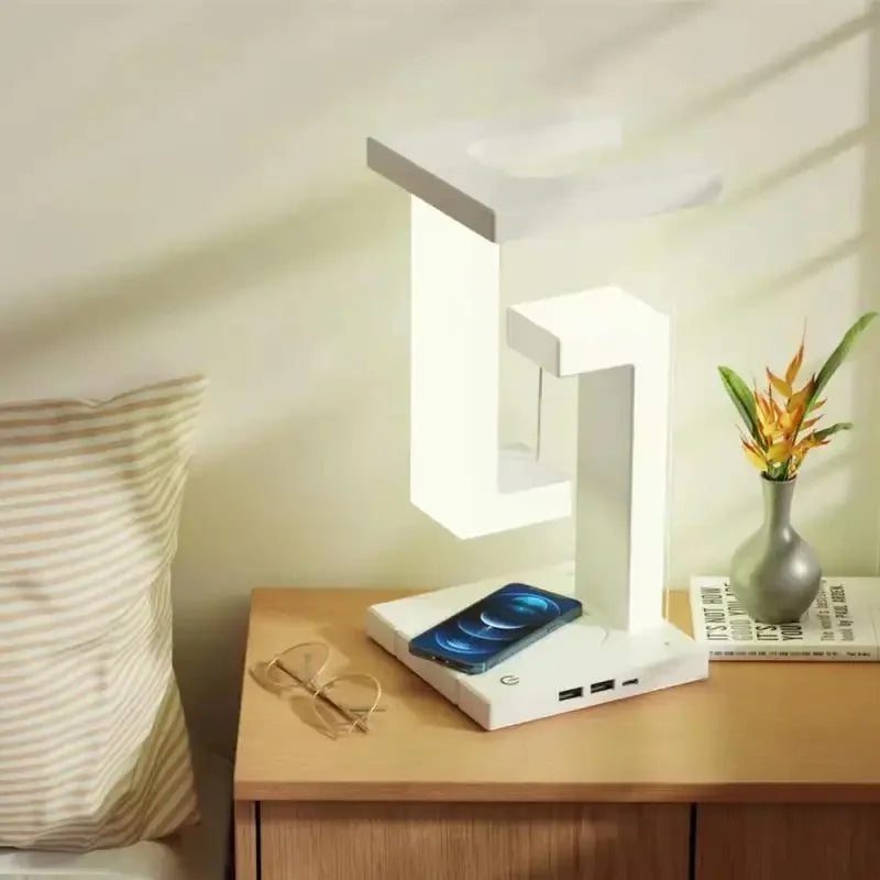 Levina Floating LED Desk Lamp – Wireless Charging | Foldable | Tech-Inspired Decor
