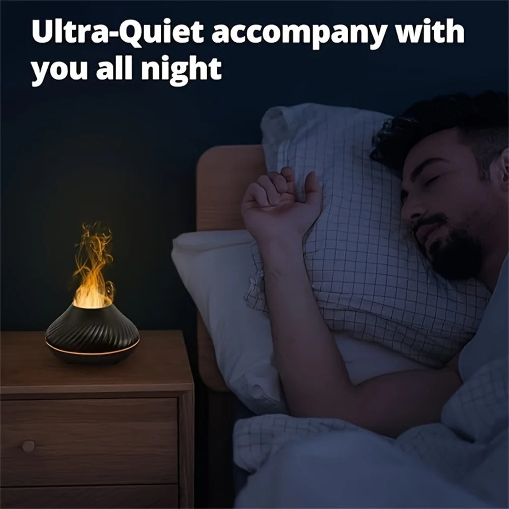 Voluna- Flame Aroma Diffuser – USB-Powered Mist Humidifier with Night Light (160ml)
