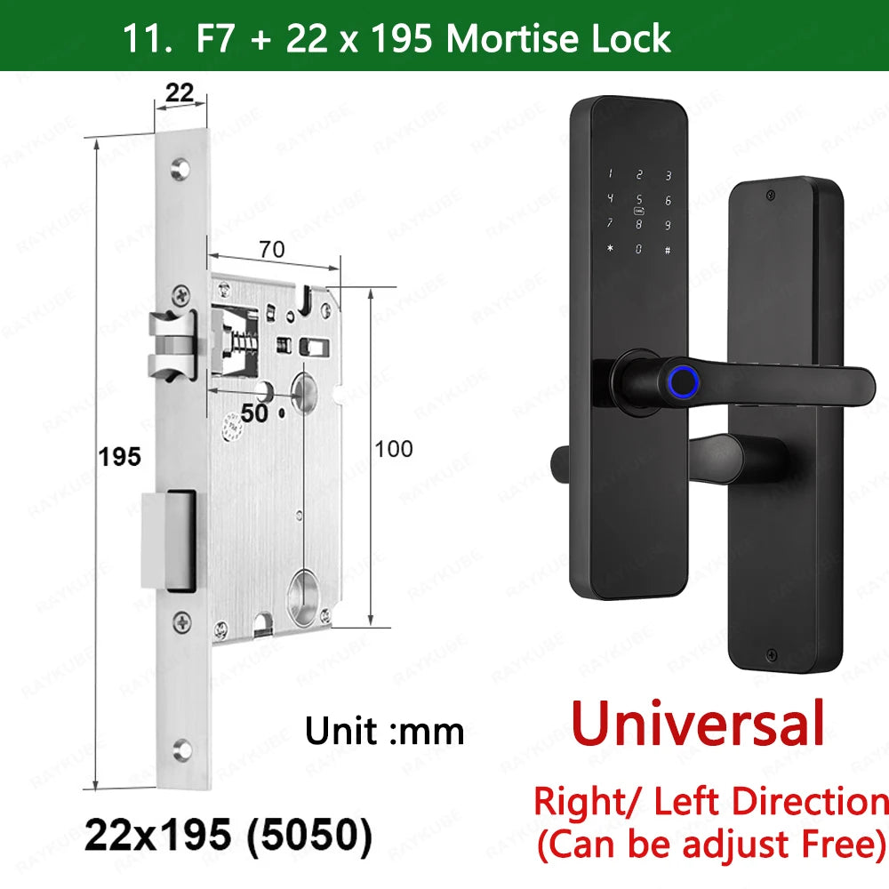 Lockovia  F7 Smart Entry Intelligence at your fingertips / Bluetooth Fingerprint Electric Door Lock Portuguese/English Version with Key/Card/Password Unlock