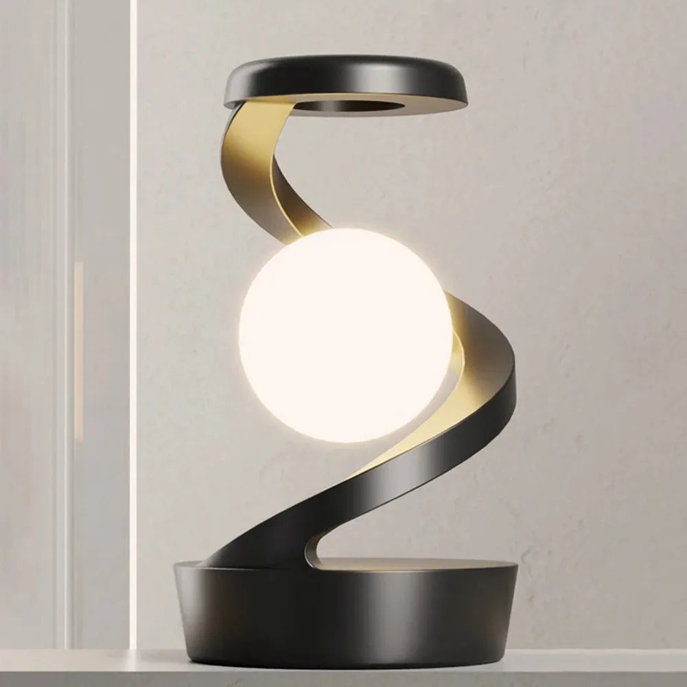 Lunova  -RGB Rotating Moon Lamp – Suspended Desk Light with Wireless Charging | Mood Light for Bedroom & Game Room