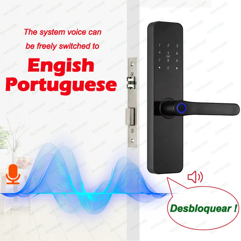 Lockovia  F7 Smart Entry Intelligence at your fingertips / Bluetooth Fingerprint Electric Door Lock Portuguese/English Version with Key/Card/Password Unlock