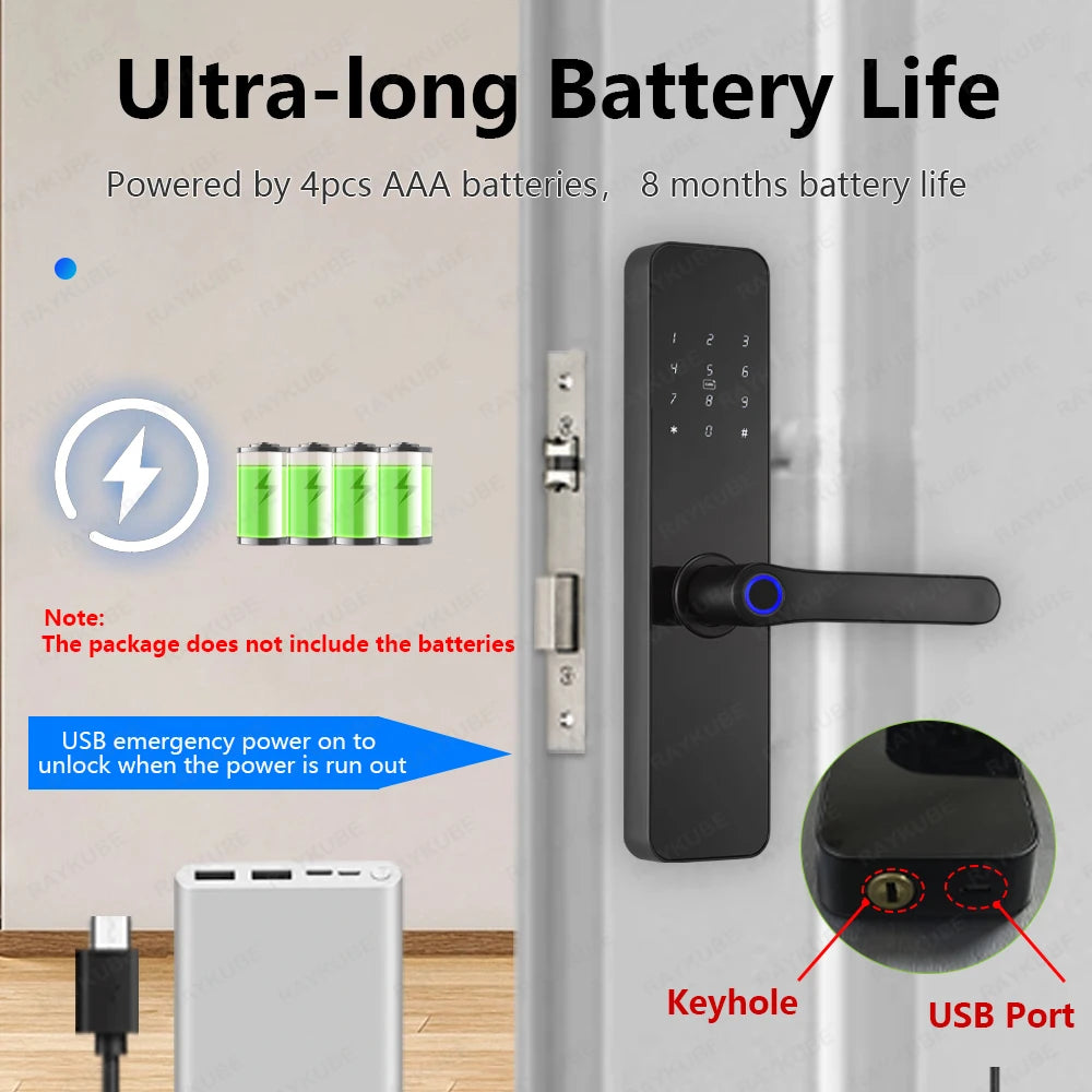 Lockovia  F7 Smart Entry Intelligence at your fingertips / Bluetooth Fingerprint Electric Door Lock Portuguese/English Version with Key/Card/Password Unlock