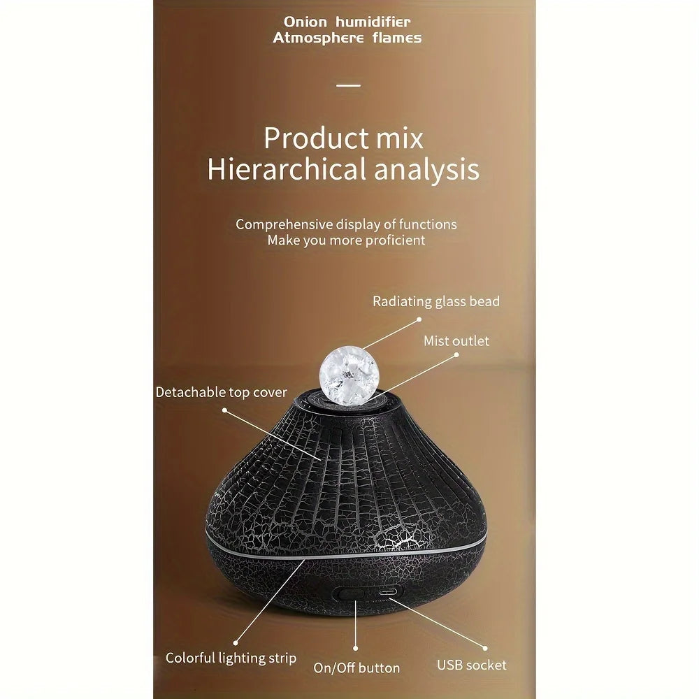 Voluna- Flame Aroma Diffuser – USB-Powered Mist Humidifier with Night Light (160ml)