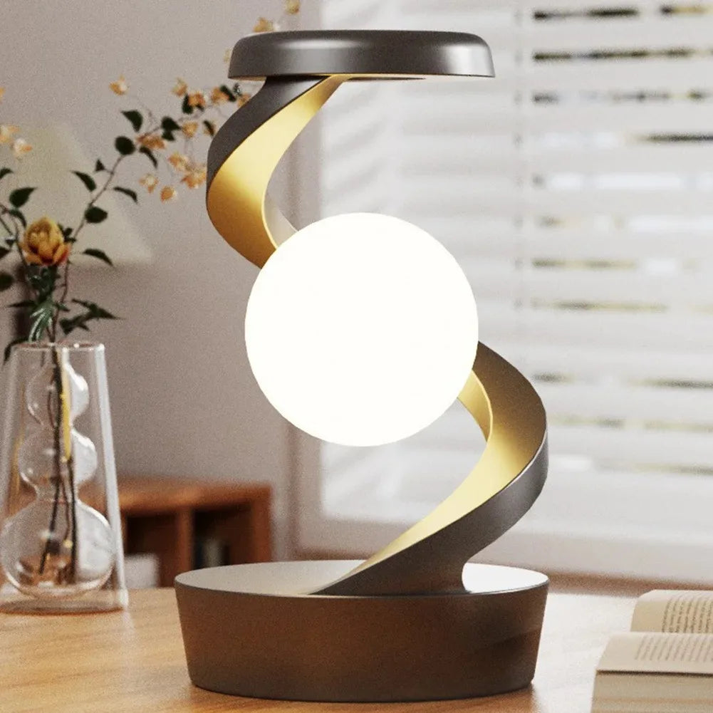 Lunova  -RGB Rotating Moon Lamp – Suspended Desk Light with Wireless Charging | Mood Light for Bedroom & Game Room