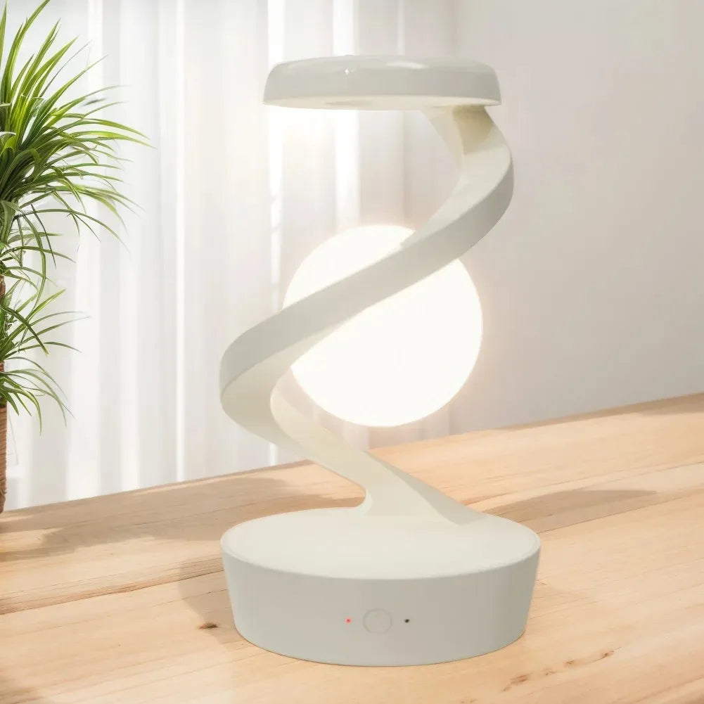 Lunova  -RGB Rotating Moon Lamp – Suspended Desk Light with Wireless Charging | Mood Light for Bedroom & Game Room