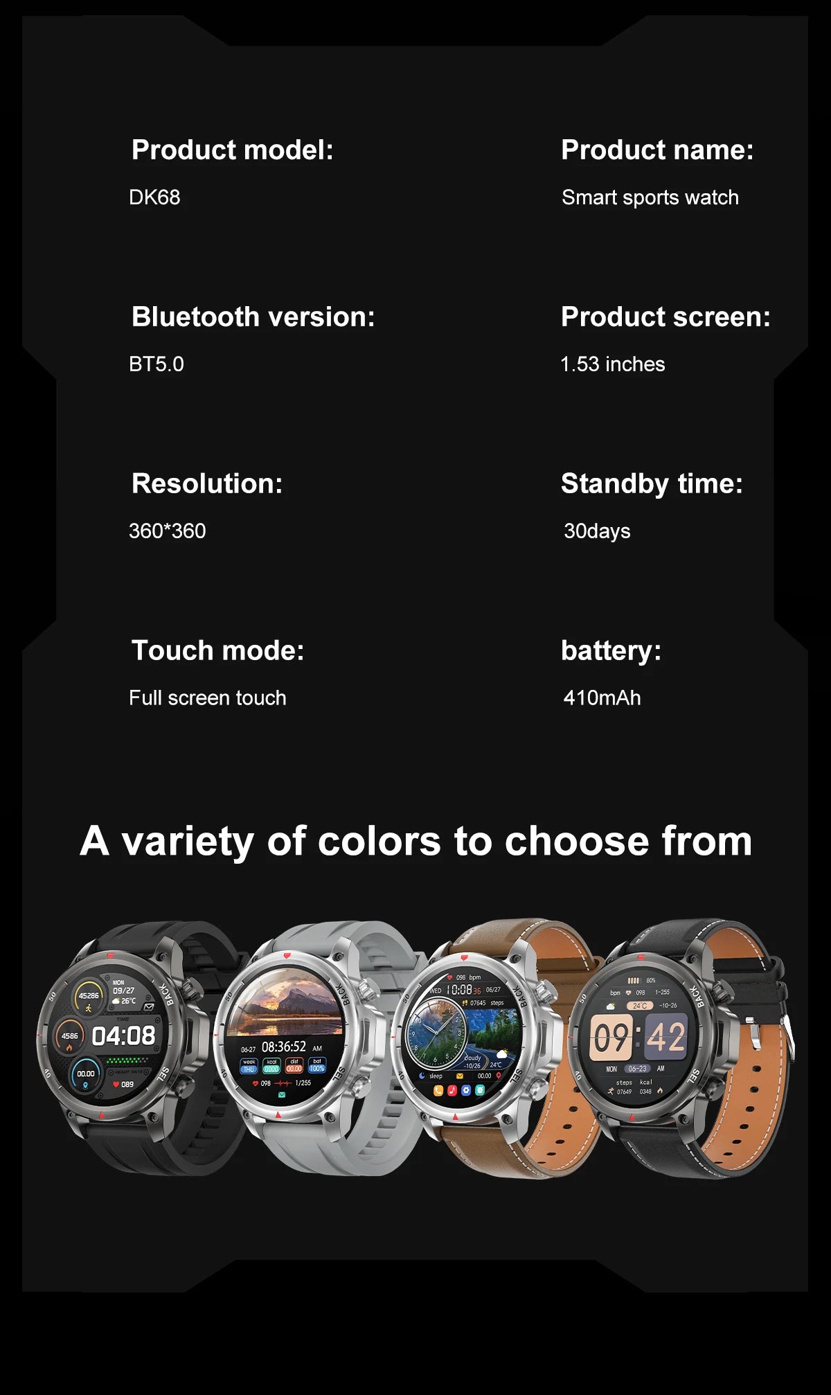 Vortexa- Smart Watch – Bluetooth Call | Blood Oxygen | Waterproof Fitness Tracker (Men's Outdoor Edition)