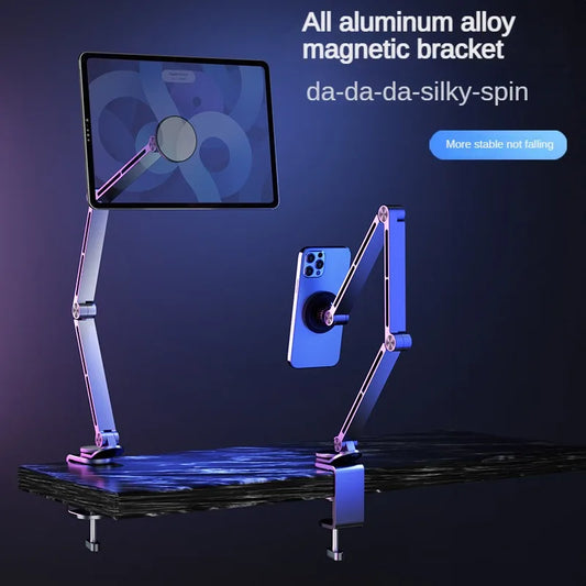Magsta-  Magnetic Tablet & Phone Stand – Adjustable Boom Arm | Foldable Aluminum Holder