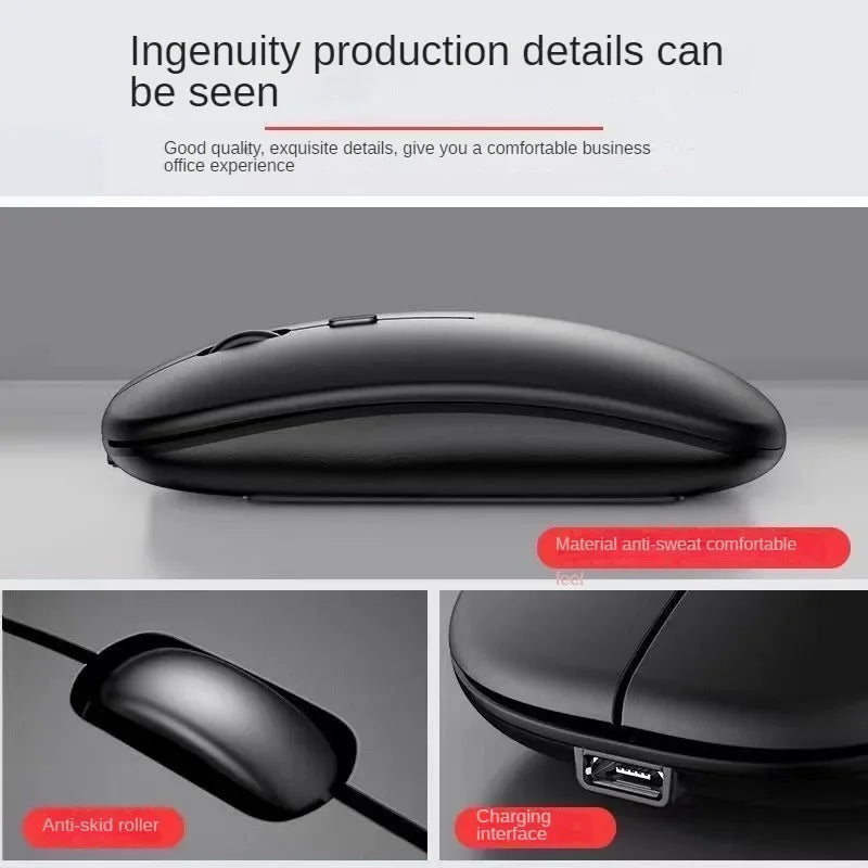 SilentClick™ Wireless Mouse – Bluetooth + USB, Rechargeable & Ultra Quiet