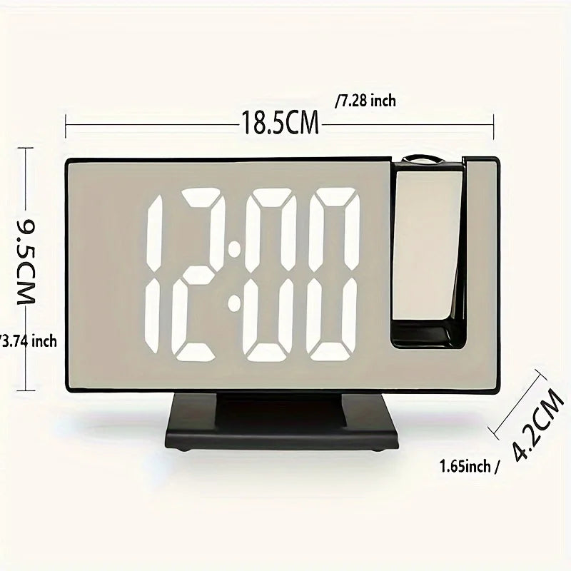 Lumora - LED Projection Alarm Clock – Large Screen Digital Clock with Mirror Display & USB Power | Bedroom Desk Clock
