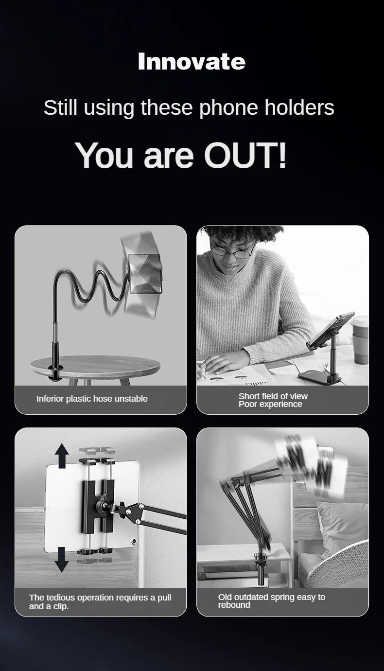 Magsta-  Magnetic Tablet & Phone Stand – Adjustable Boom Arm | Foldable Aluminum Holder