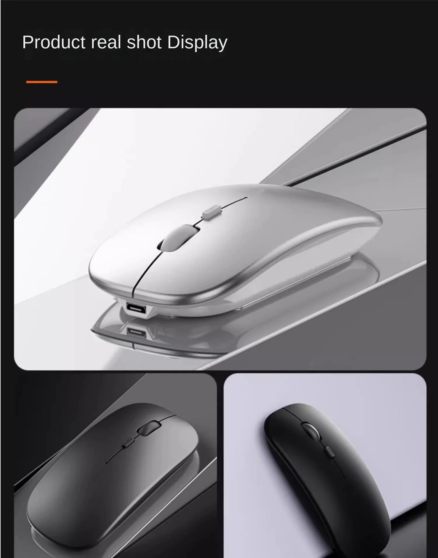 SilentClick™ Wireless Mouse – Bluetooth + USB, Rechargeable & Ultra Quiet