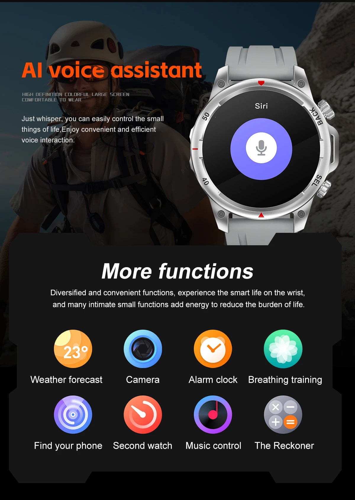 Vortexa- Smart Watch – Bluetooth Call | Blood Oxygen | Waterproof Fitness Tracker (Men's Outdoor Edition)