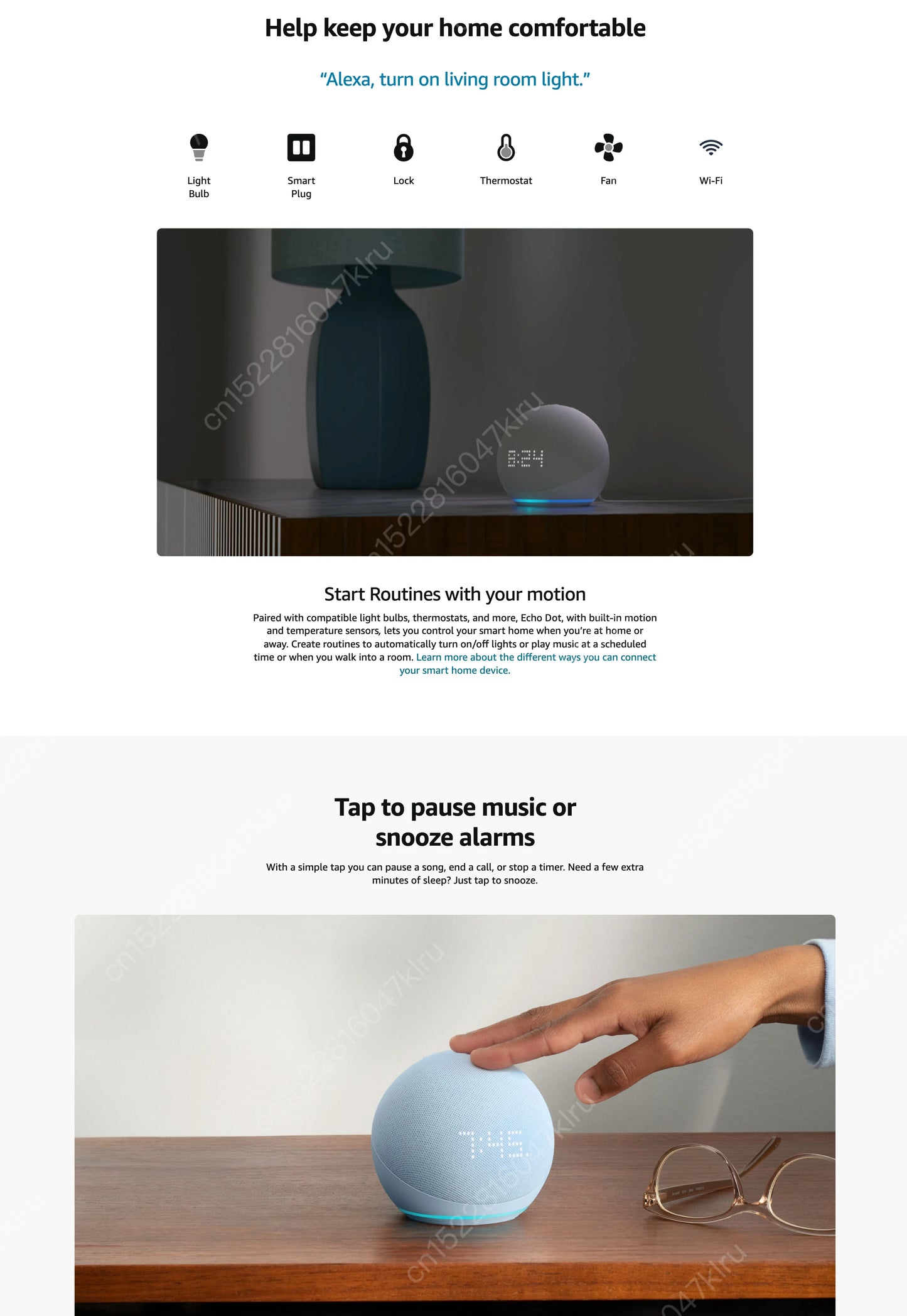 Original Alexa Echo Dot 5th Generation Smart Mini Wifi Home BT Alexa Speaker Horn with Sound Control Voice Assistant and Clock