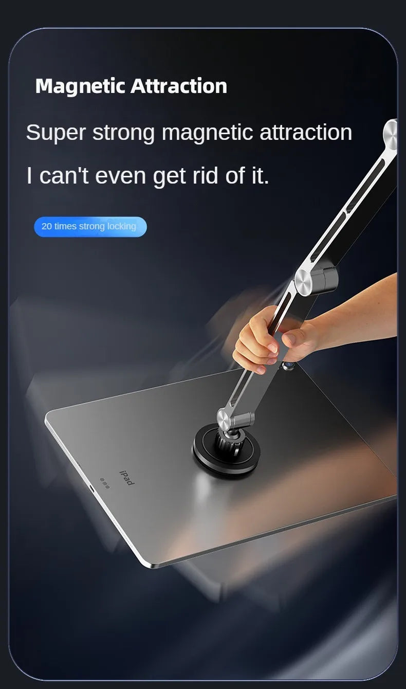 Magsta-  Magnetic Tablet & Phone Stand – Adjustable Boom Arm | Foldable Aluminum Holder