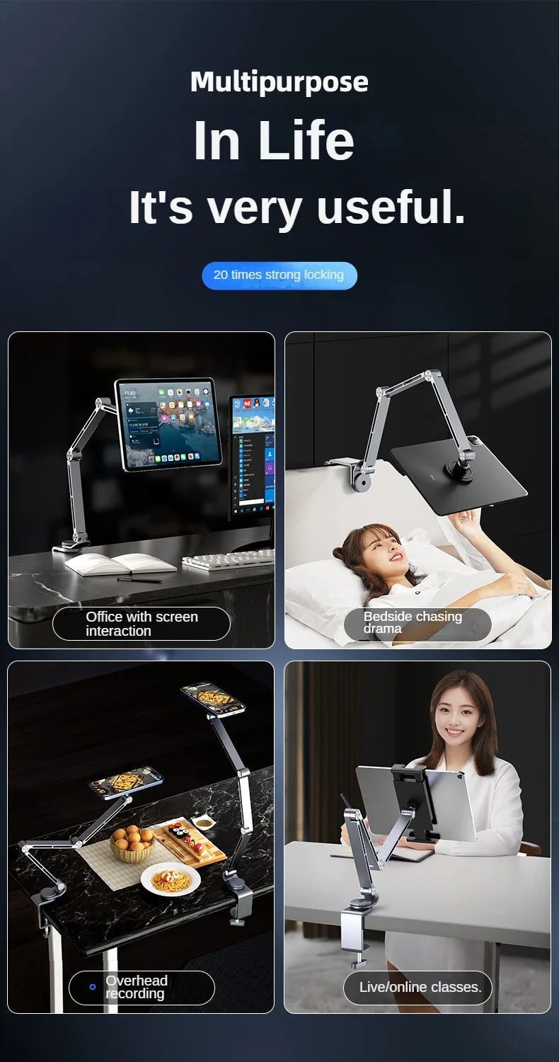 Magsta-  Magnetic Tablet & Phone Stand – Adjustable Boom Arm | Foldable Aluminum Holder